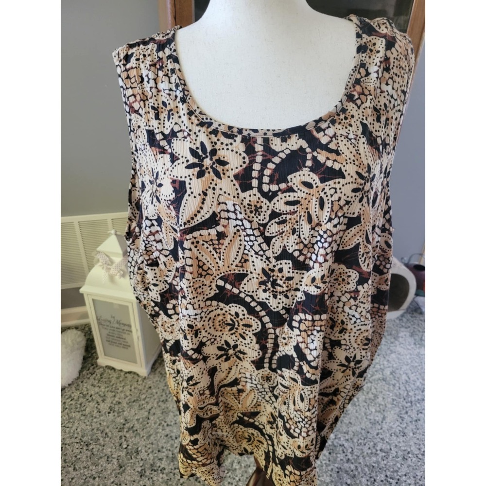 Maggie Barnes Womens 4X Floral Print Tank Top Black Button Down Top Set - Picture 3 of 7